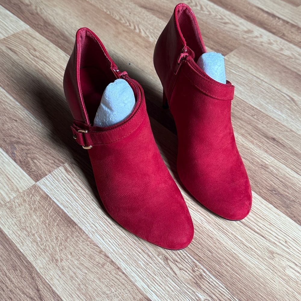 Ellen Tracy Red Ankle Booties - image 1